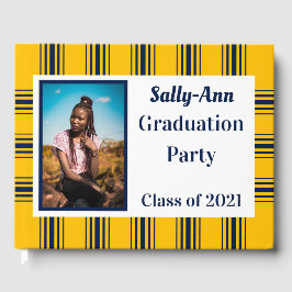 Graduierungsparty für das Foto von Navy Gold Gästebuch