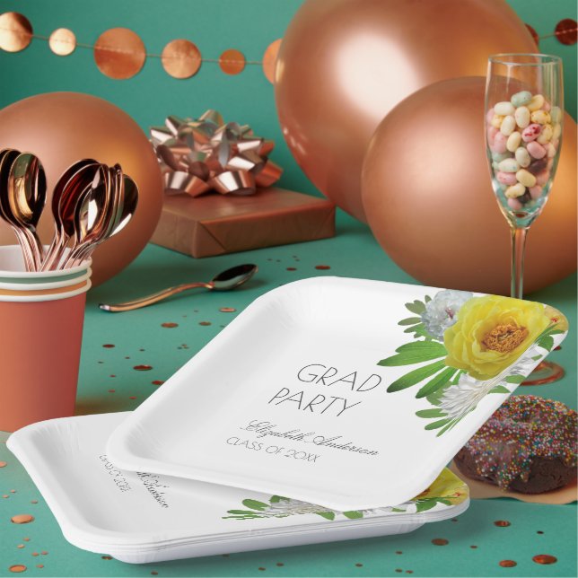 Graduierungsparty für Gelb und Weiß Pappteller (Multi)