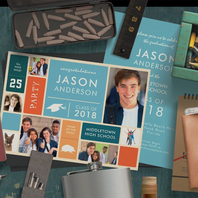 Graduierungsparty für Retro-Stil Einladung (Von Creator hochgeladen)