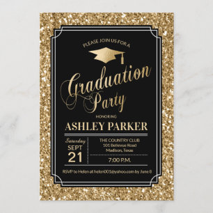 Graduierungsparty - Gold Black Einladung
