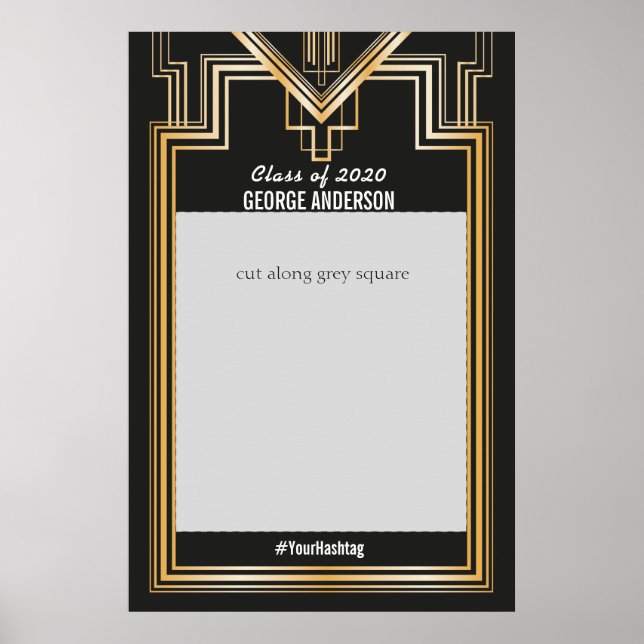 Graduierungsparty Gold- und Black Foto Booth Frame Poster (Vorne)