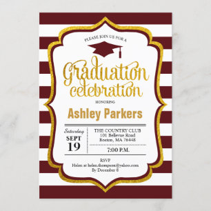 Graduierungsparty - Maroon Gold White Einladung