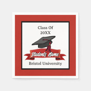 Graduierungsparty Maroon Schwarz-weiß School Color Serviette