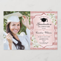 Graduierungsparty mit Foto - Rose Gold Weiß