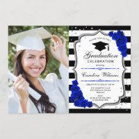 Graduierungsparty mit Foto - Silver Royal Blue