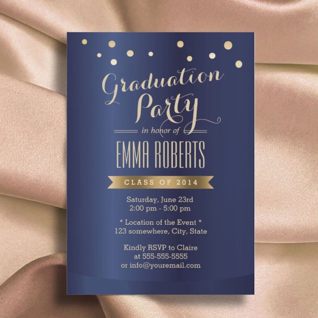Graduierungsparty Modernes Gold Confetti Elegant Einladung (Von Creator hochgeladen)