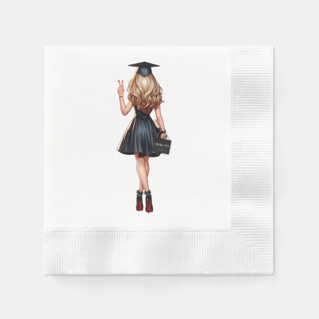 Graduierungsparty Napkins Blonde 'I done It!' Serviette (Vorderseite)