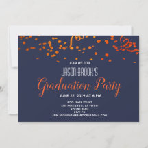 Graduierungsparty Orange Gold Confetti Black