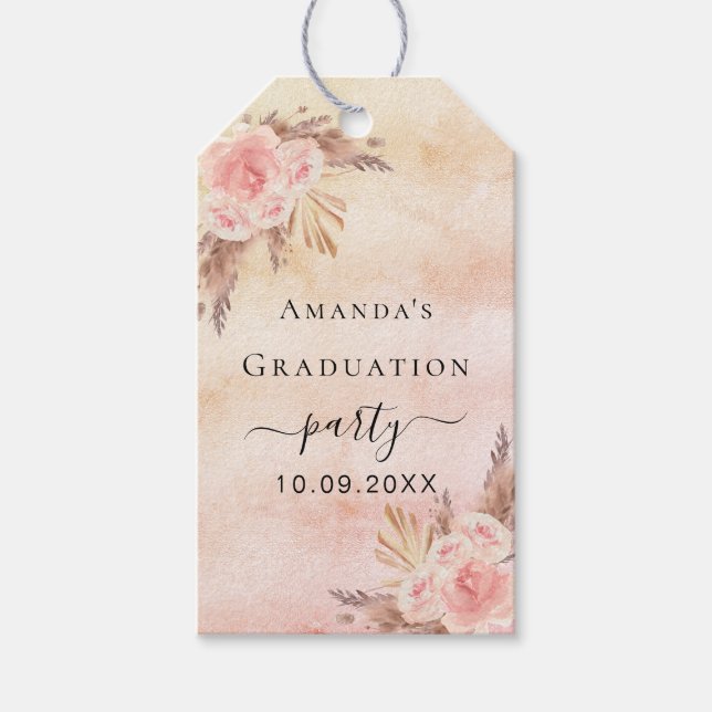 Graduierungsparty Pampas Gras blush Rose Vielen Da Geschenkanhänger (Vorderseite)