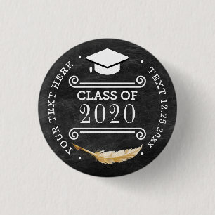 Graduierungsparty Retro-Chalkboard Button