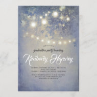 Graduierungsparty Rustic Lights Dusty Blue Einladung