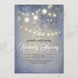 Graduierungsparty Rustic Lights Dusty Blue Einladung