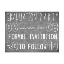 Graduierungsparty Save the Date Chalkboard-Look