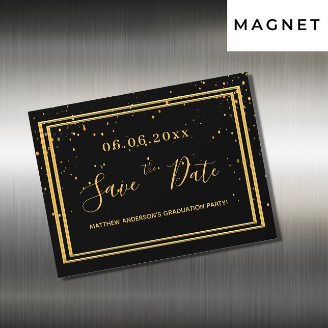 Graduierungsparty schwarzes Gold speichern den Dat Magneteinladung (Von Creator hochgeladen)