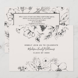 Graduierungsparty Script Blush Botanisches Gebilde Einladung
