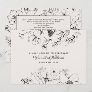 Graduierungsparty Script Blush Botanisches Gebilde Einladung