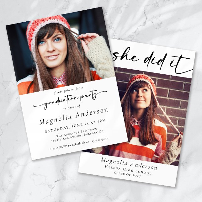 Graduierungsparty Sie machte es Foto Einladung (Von Creator hochgeladen)