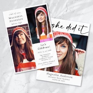 Graduierungsparty Sie machte es Foto Einladung