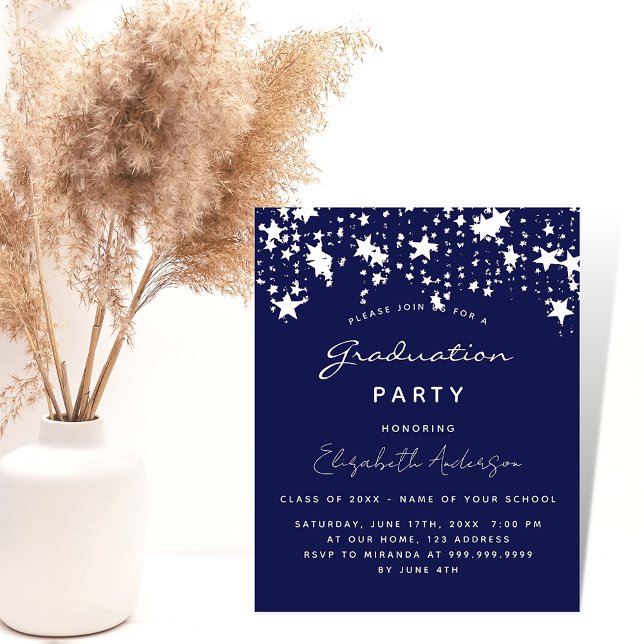 Graduierungsparty und blau-weiße Haushaltseinladun (Von Creator hochgeladen)