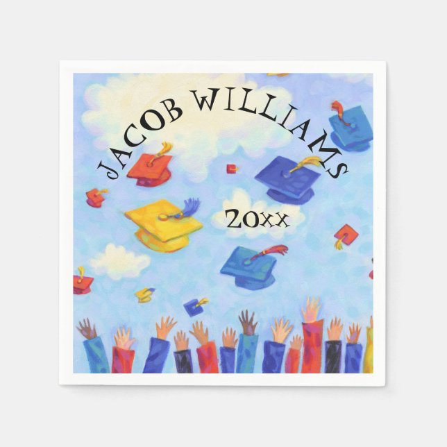 Graduierungspauschale mit dem Namen und dem Jahr Serviette (Vorderseite)