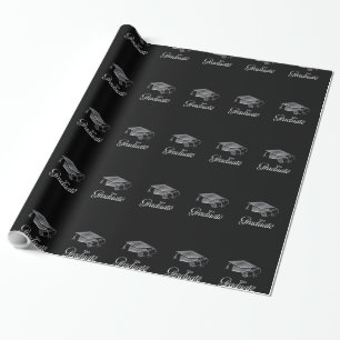 Graduierungspauschale und Diploma Black & Silver 3 Geschenkpapier