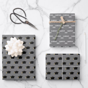 Graduierungsstufe Klasse Jahr Grau Geschenkpapier Set