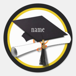 Graduierungsstufe und Diplom Runder Aufkleber
