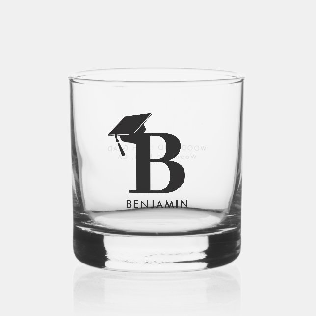 Graduierungstafel Monogram Minimalistisch Modernes Whiskyglas (Vorderseite)