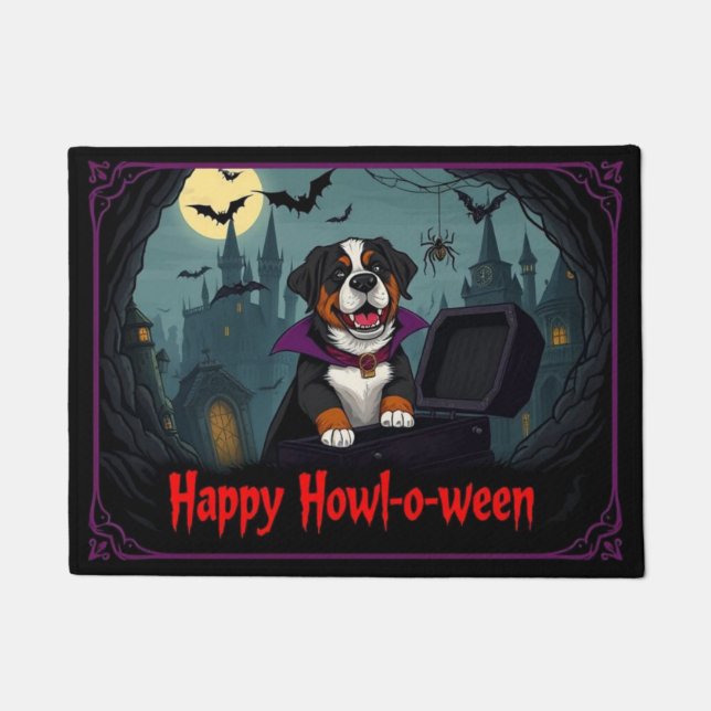 Graf Saint Bernard Frohe Howl-o-ween Fußmatte (Vorderseite)