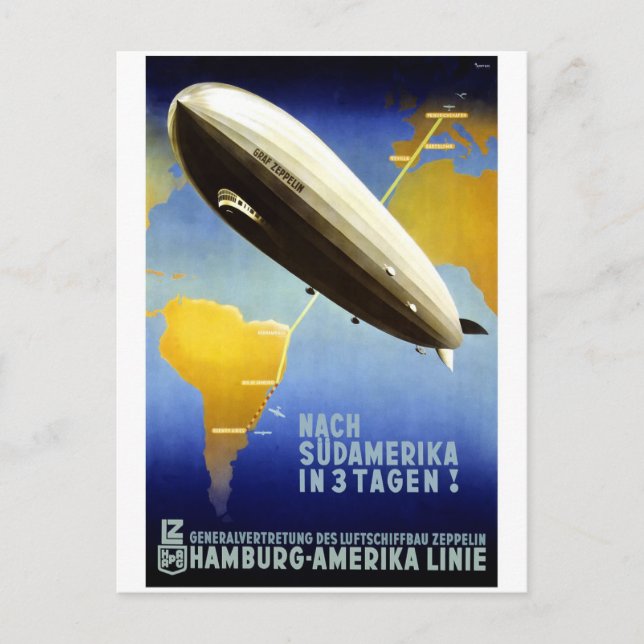 Graf Zeppelin Vintag German Travel Postkarte (Vorderseite)
