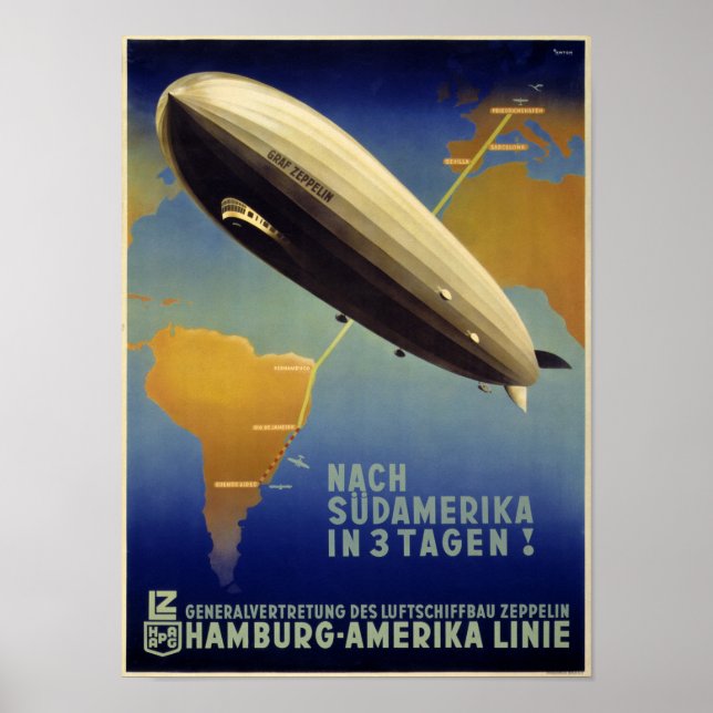 Graf Zeppelin Vintage Poster restauriert (Vorne)