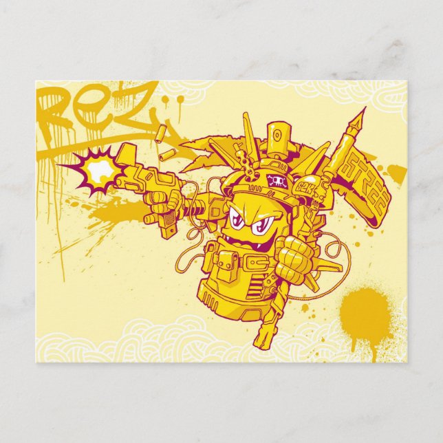 Graffit Spray Gun Postkarte (Vorderseite)