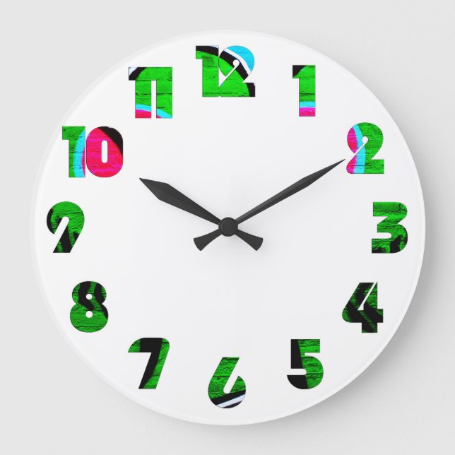 Graffiti 12 Number Overlay Wccn Große Wanduhr (Vorderseite)