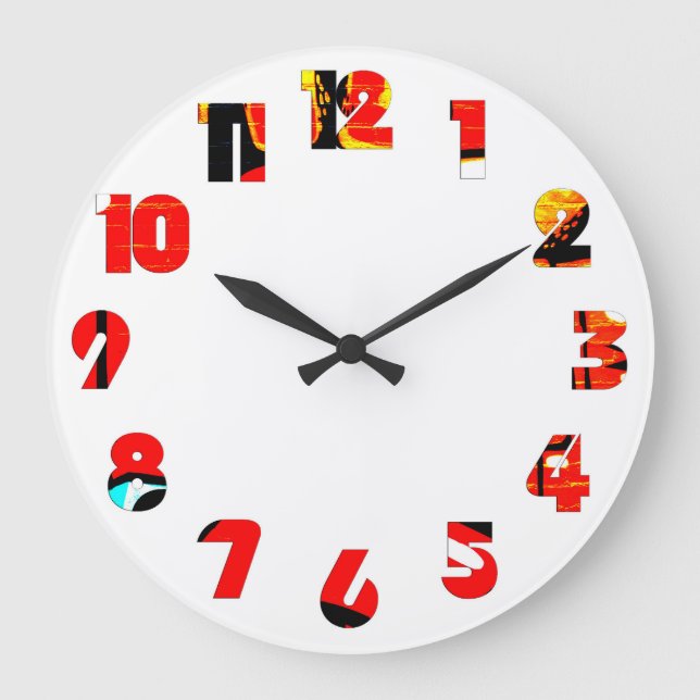 Graffiti 19 Number Overlay wccna Große Wanduhr (Vorderseite)