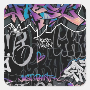 GRAFFITI #2 QUADRATISCHER AUFKLEBER