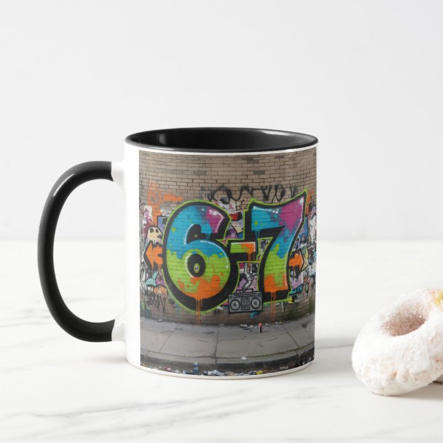 Graffiti 67 Viral Trend/Bold Pop Art Street Style Tasse (Mit Donut)