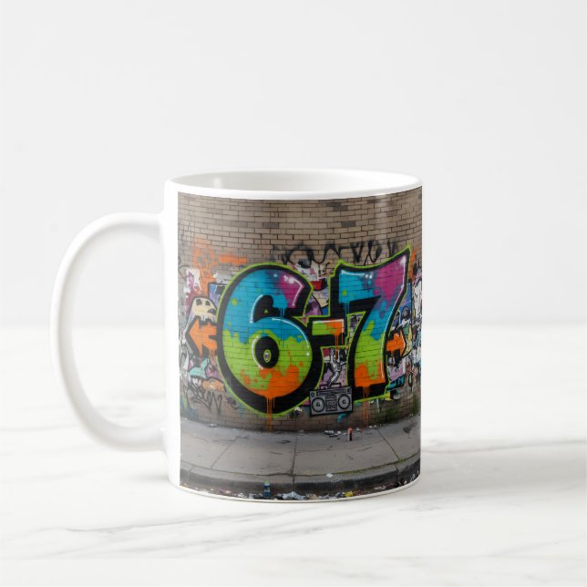 Graffiti 67 Viraler Trend/Fette Pop-Art Straßenmod Kaffeetasse (Links)