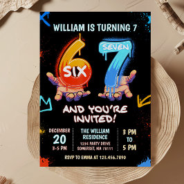 Graffiti 6 7 Meme Trend Six Seven Birthday Party Einladung