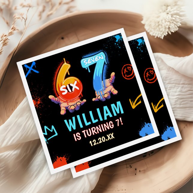 Graffiti 6 7 Meme Trend Six Seven Birthday Party Serviette (Von Creator hochgeladen)