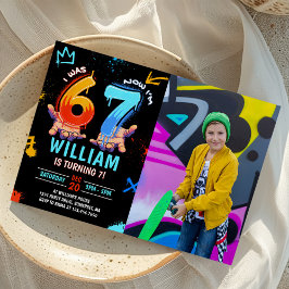 Graffiti 6 7 Meme Trend Six Seven Birthday Photo Einladung