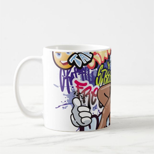 Graffiti-Abbildung mit Graffiti-Buchstaben Kaffeetasse (Links)