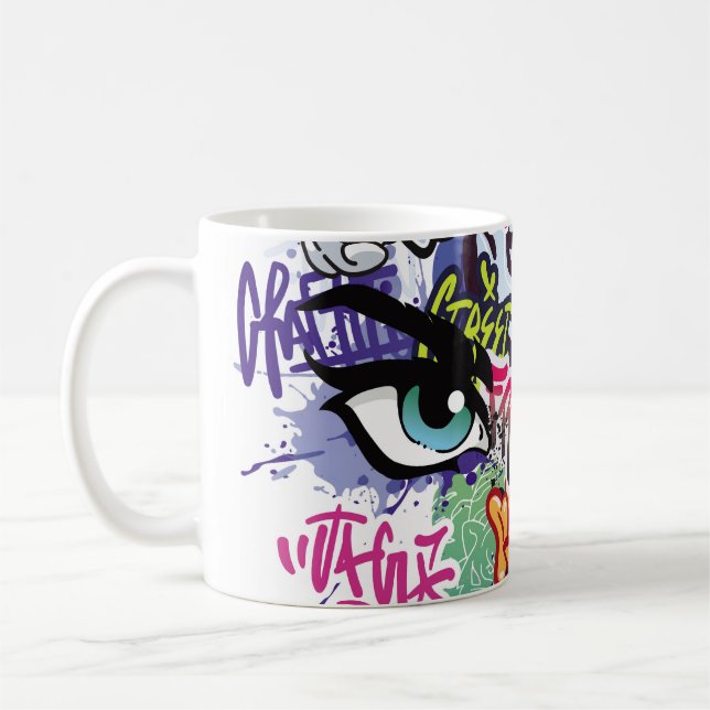 Graffiti-Abbildung mit Graffiti-Buchstaben Kaffeetasse (Links)