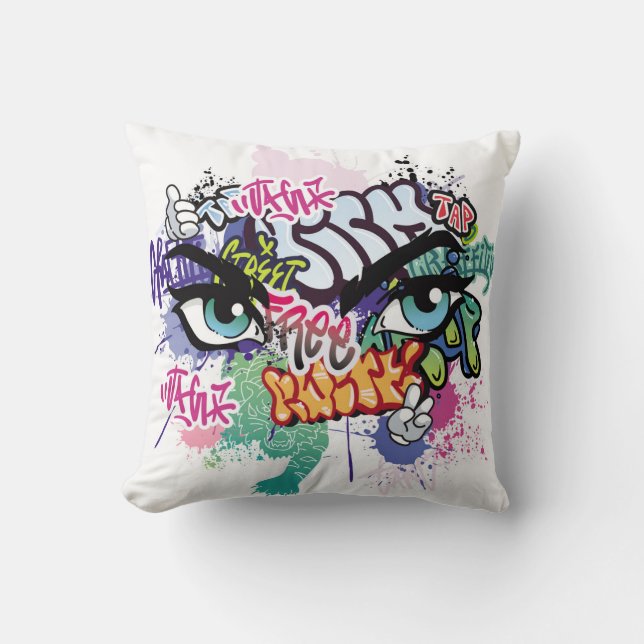 Graffiti-Abbildung mit Graffiti-Buchstaben Kissen (Vorderseite)