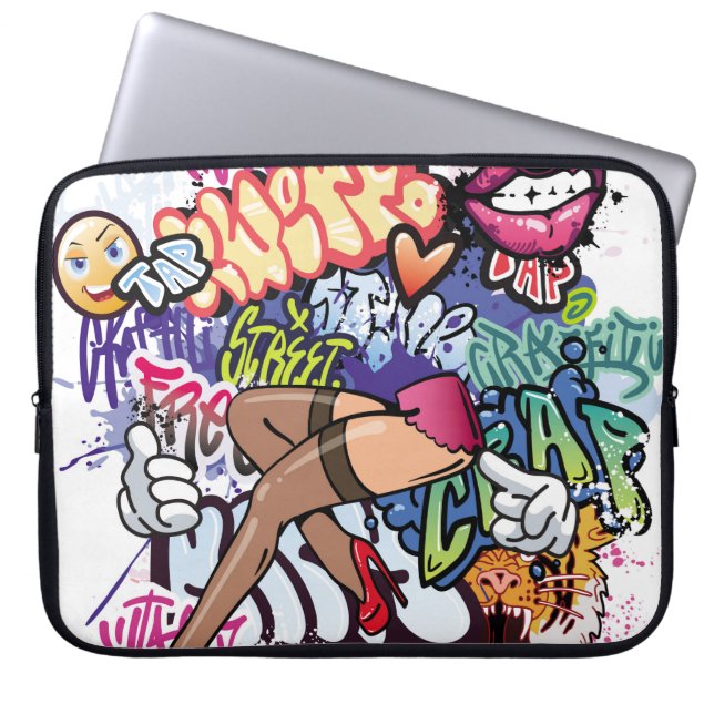 Graffiti-Abbildung mit Graffiti-Buchstaben Laptopschutzhülle (Vorderseite)