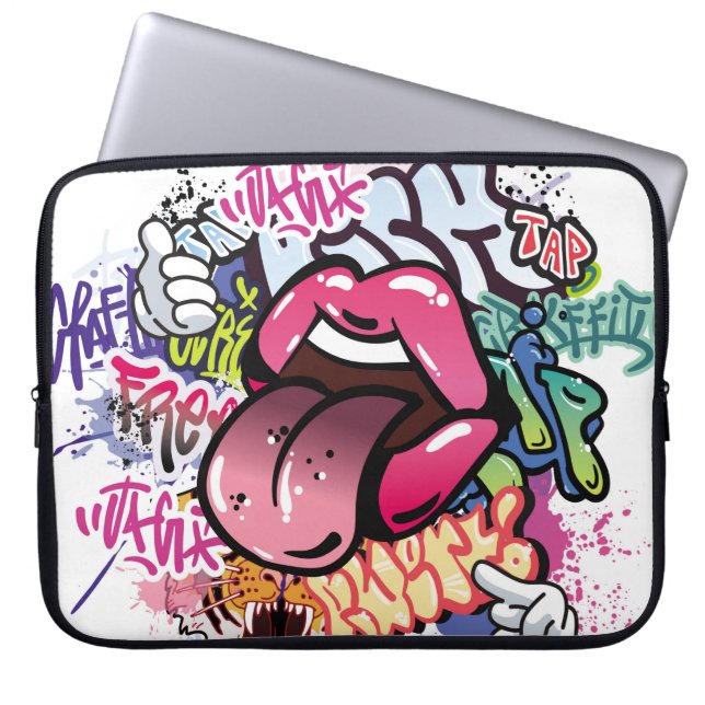 Graffiti-Abbildung mit Graffiti-Buchstaben Laptopschutzhülle (Vorderseite)