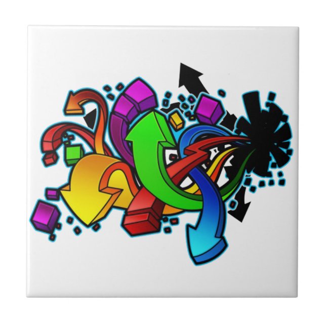 Graffiti Abstrakt Art Fliese (Vorderseite)