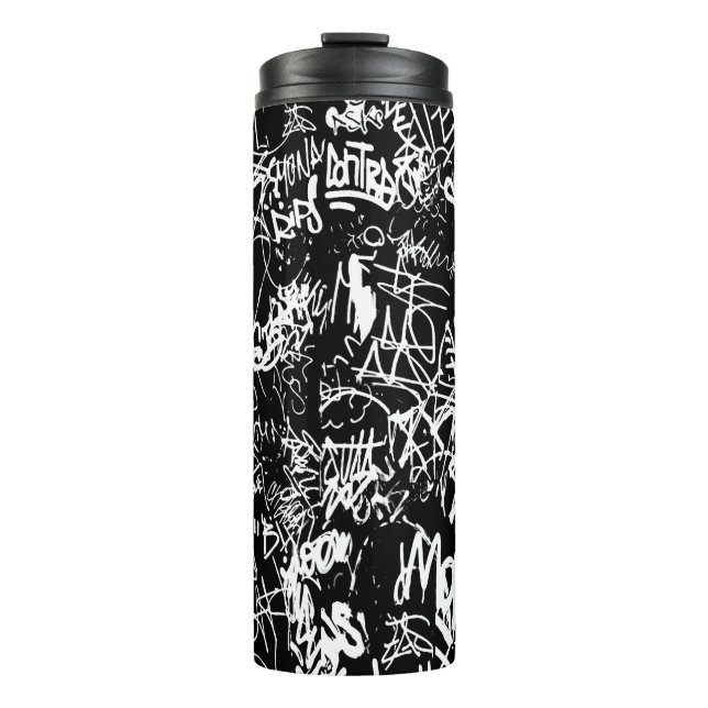 Graffiti Abstrakt Collage Print Pattern Thermosbecher (Vorderseite)