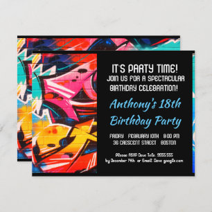 Graffiti-abstraktes Blau beschriftet Einladung