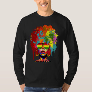 Graffiti Afro Spritzer Black Woman Melanin Black H T-Shirt