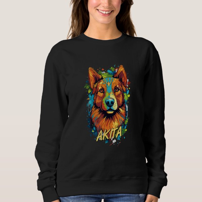Graffiti Akita Mural Street Inspired for Pet Owner Sweatshirt (Vorderseite)